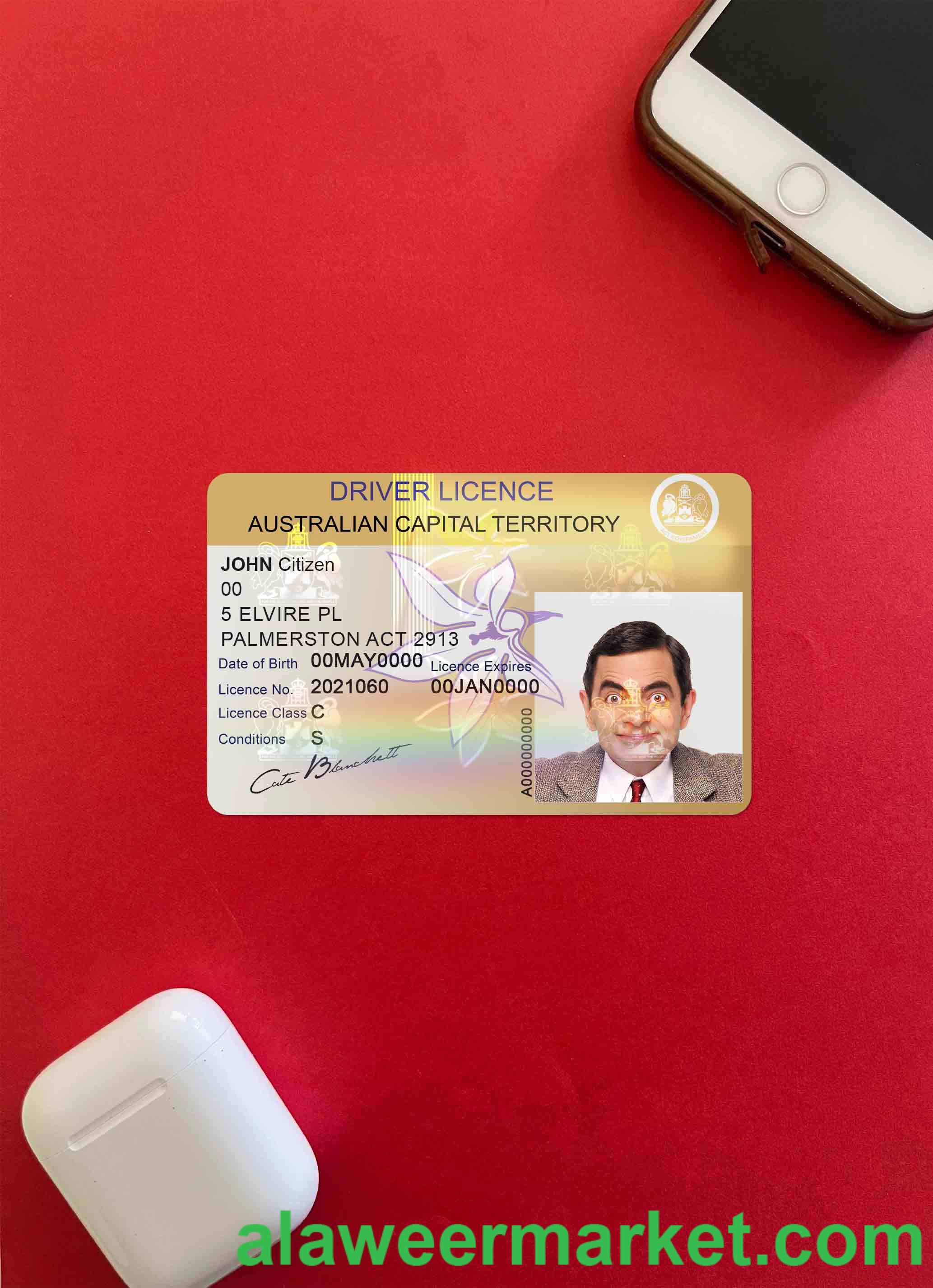 Australia Capital state driving license photolook FRONT